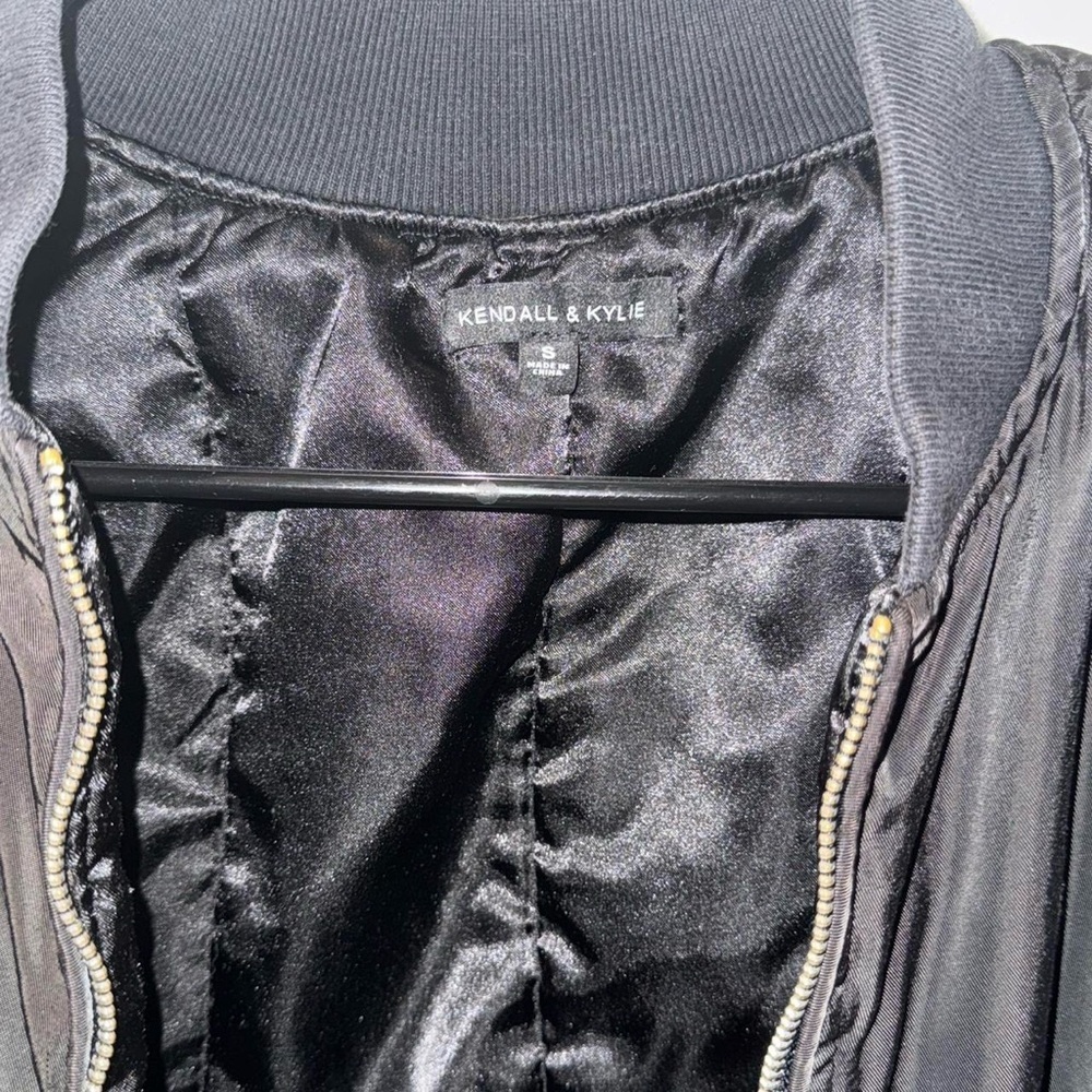 Kendall & Kylie Lace-Up Black Bomber Jacket Size S View 2